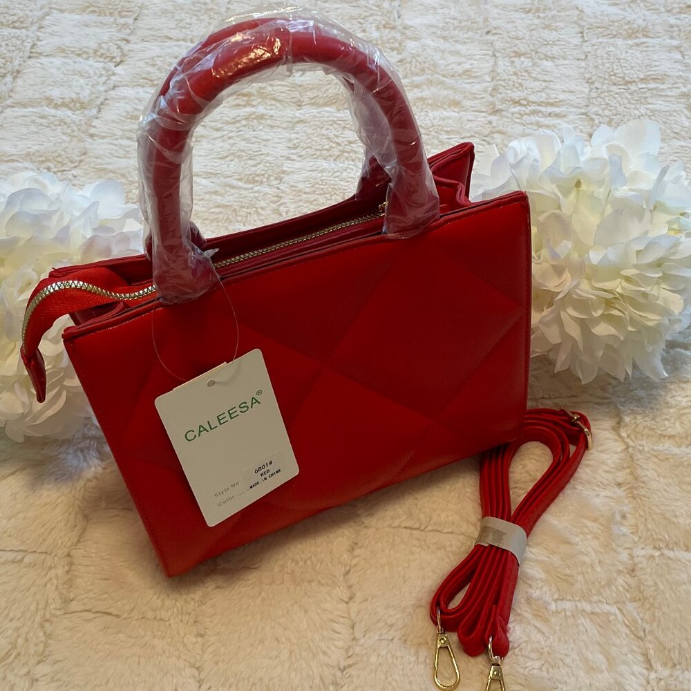 CALEESA Red Quilted Women's Handbag